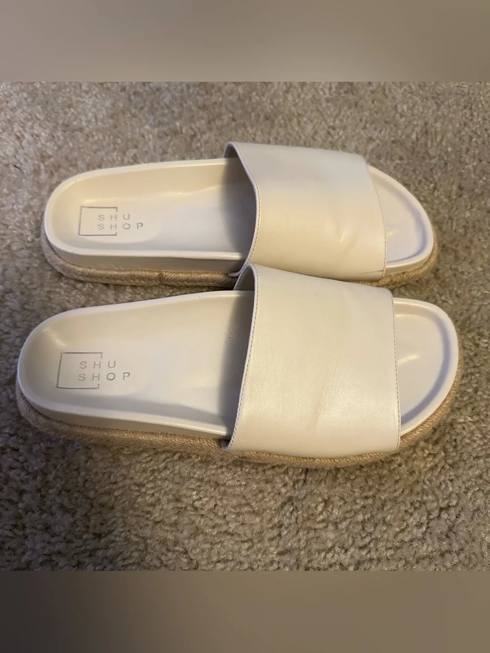 SHU SHOP Women's Crisanta Bone Sandal Slip On Slipper Bone 8.5 Off White Comfy
